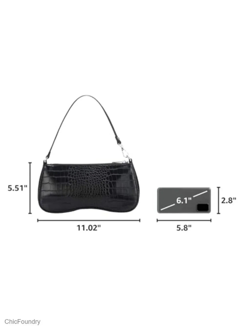 Vegan Leather Shoulder Bag Zip Closure Purse